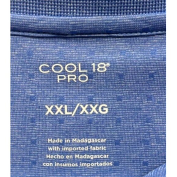 Cool 18 Pro Lightweight Short Sleeve Polo Blue Textured Design Size XXL - Picture 2 of 6